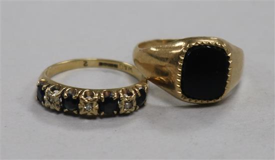 Two 9ct gold and gem set rings.